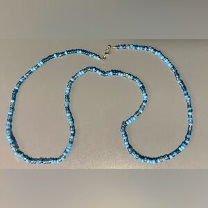 Handmade Blue Seed Bead Necklace and Anklet